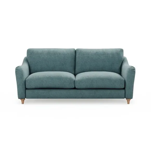 3-Seater Sofa with Curved Arms - Aqua, Chenille