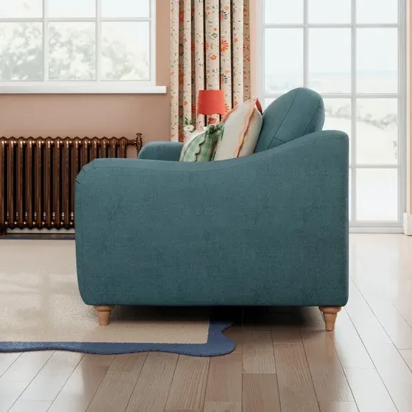 3-Seater Sofa with Curved Arms - Aqua, Chenille