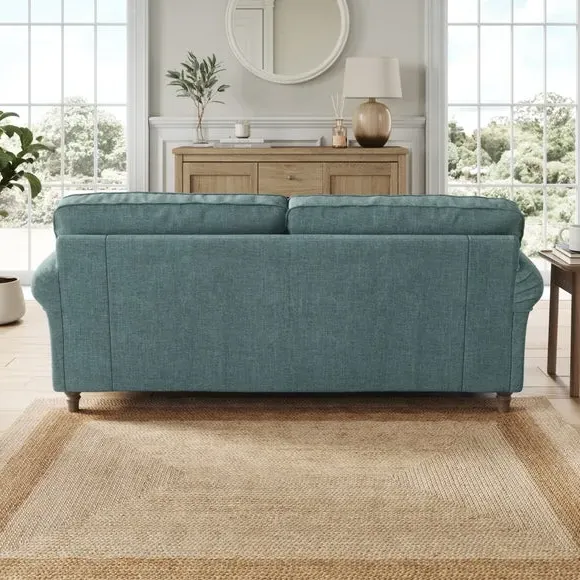 3-Seater Sofa with Curved Arms - Aqua, Chenille
