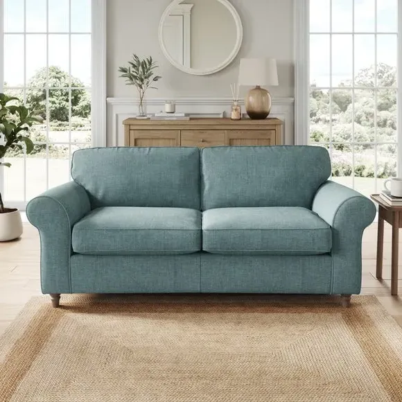 3-Seater Sofa with Curved Arms - Aqua, Chenille image