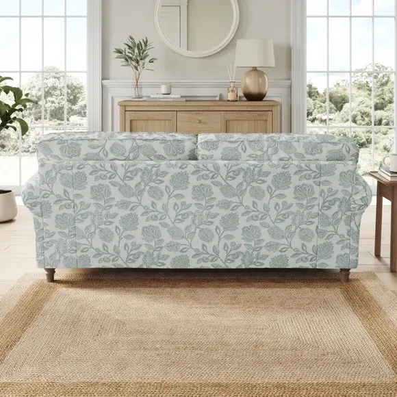 3-Seater Sofa with Curved Arms - Blue, Fabric