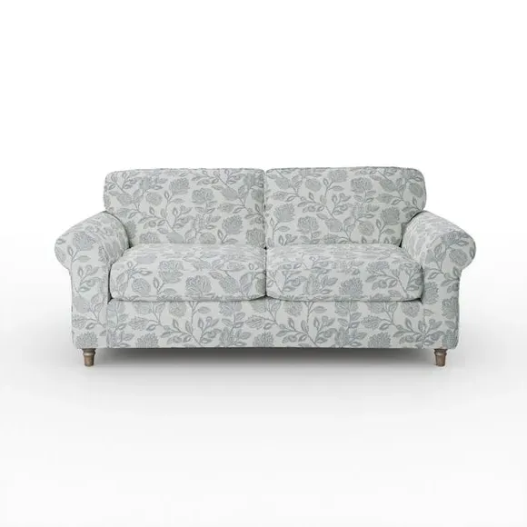 3-Seater Sofa with Curved Arms - Blue, Fabric