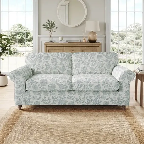 3-Seater Sofa with Curved Arms - Blue, Fabric image