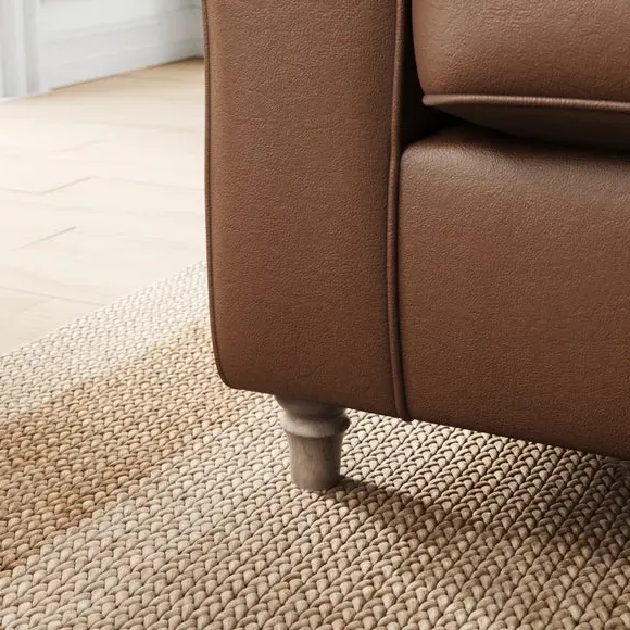 3-Seater Sofa with Curved Arms - Brown, Leather