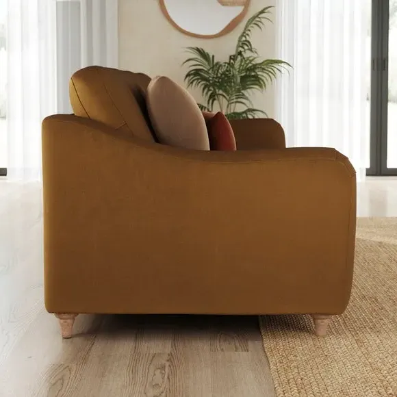 3-Seater Sofa with Curved Arms - Caramel, Velvet