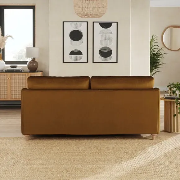 3-Seater Sofa with Curved Arms - Caramel, Velvet
