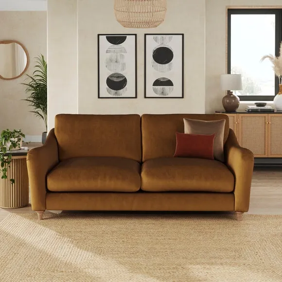 3-Seater Sofa with Curved Arms - Caramel, Velvet image