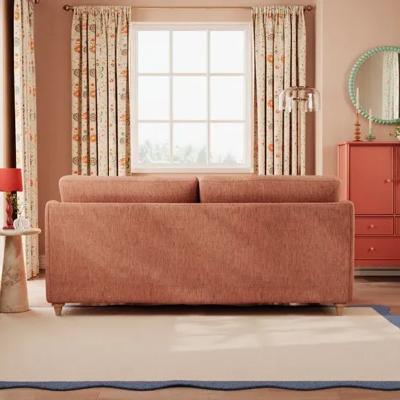3-Seater Sofa with Curved Arms - Clay, Faux Linen