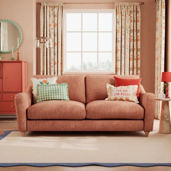 3-Seater Sofa with Curved Arms - Clay, Faux Linen image