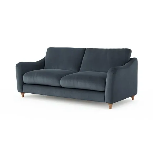 3-Seater Sofa with Curved Arms - Denim, Velvet