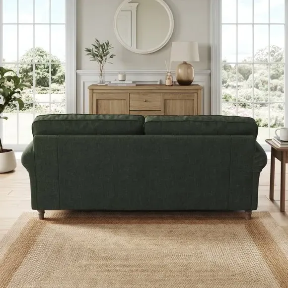 3-Seater Sofa with Curved Arms - Green, Chenille