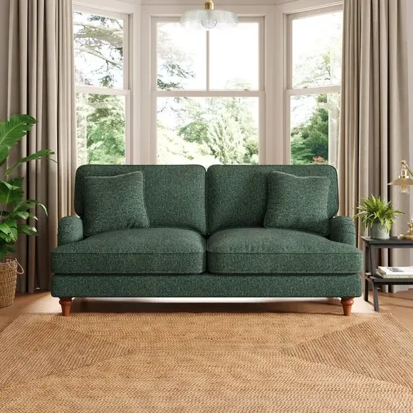 3-Seater Sofa with Curved Arms - Green, Chenille image