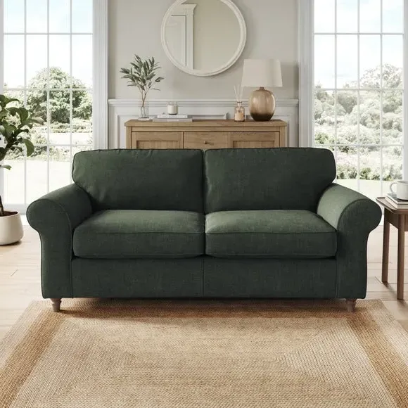 3-Seater Sofa with Curved Arms - Green, Chenille