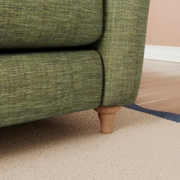 3-Seater Sofa with Curved Arms - Green, Faux Linen