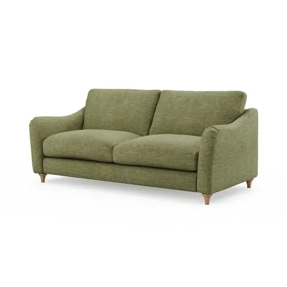3-Seater Sofa with Curved Arms - Green, Faux Linen