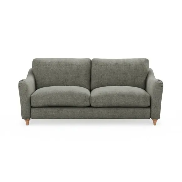 3-Seater Sofa with Curved Arms - Grey, Chenille