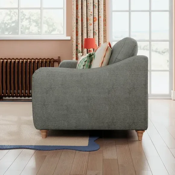 3-Seater Sofa with Curved Arms - Grey, Chenille