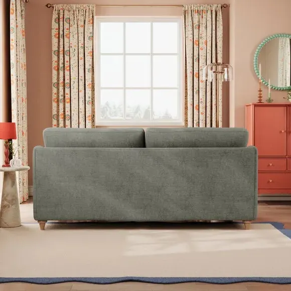 3-Seater Sofa with Curved Arms - Grey, Chenille