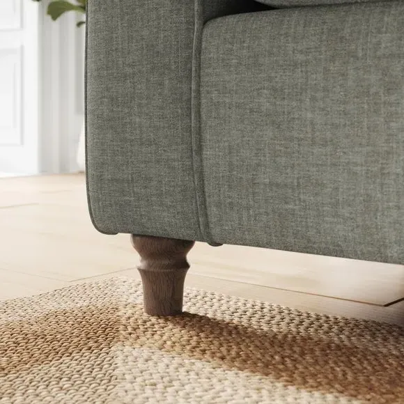 3-Seater Sofa with Curved Arms - Grey, Chenille