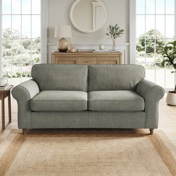 3-Seater Sofa with Curved Arms - Grey, Chenille