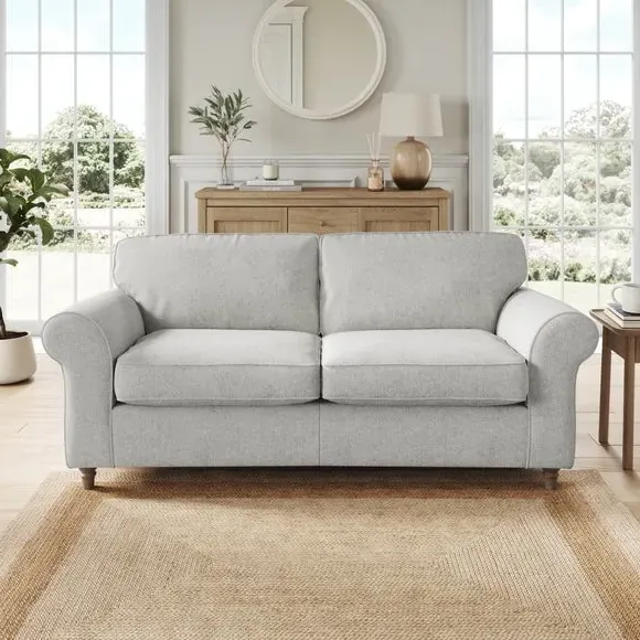 3-Seater Sofa with Curved Arms - Grey, Chenille image