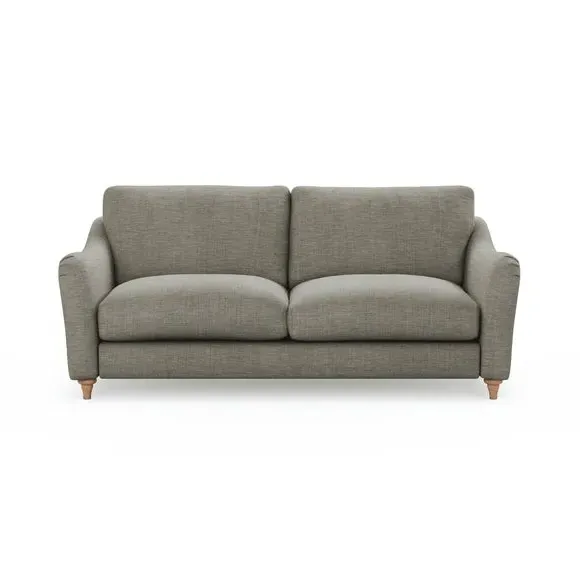 3-Seater Sofa with Curved Arms - Grey, Faux Linen