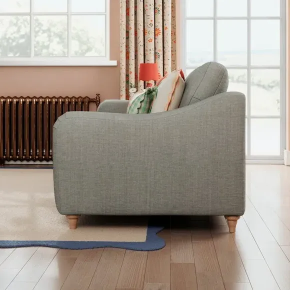 3-Seater Sofa with Curved Arms - Grey, Faux Linen