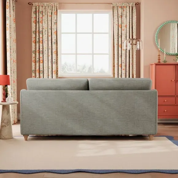 3-Seater Sofa with Curved Arms - Grey, Faux Linen
