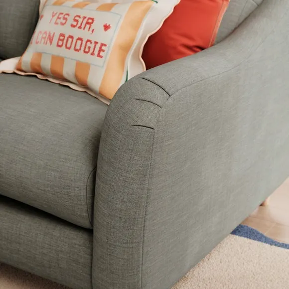3-Seater Sofa with Curved Arms - Grey, Faux Linen