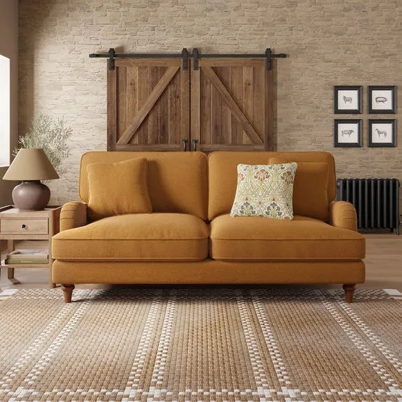3-Seater Sofa with Curved Arms - Honey, Chenille image