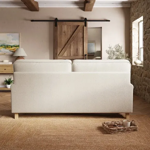 3-Seater Sofa with Curved Arms - Ivory, Boucle