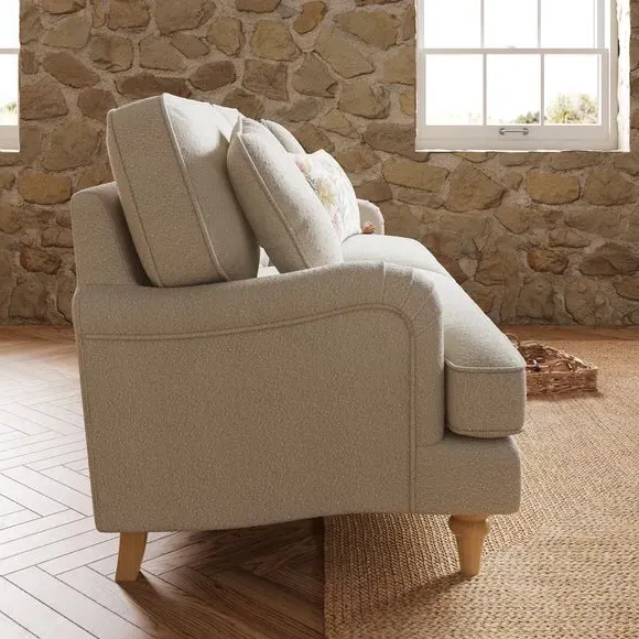 3-Seater Sofa with Curved Arms - Ivory, Boucle