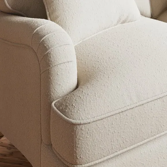 3-Seater Sofa with Curved Arms - Ivory, Boucle