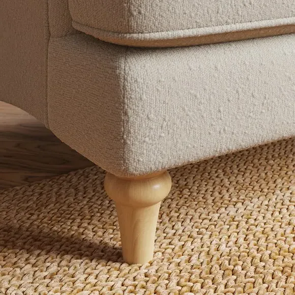 3-Seater Sofa with Curved Arms - Ivory, Boucle