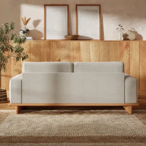 3-Seater Sofa with Curved Arms - Natural, Boucle