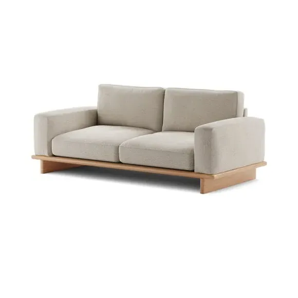 3-Seater Sofa with Curved Arms - Natural, Boucle