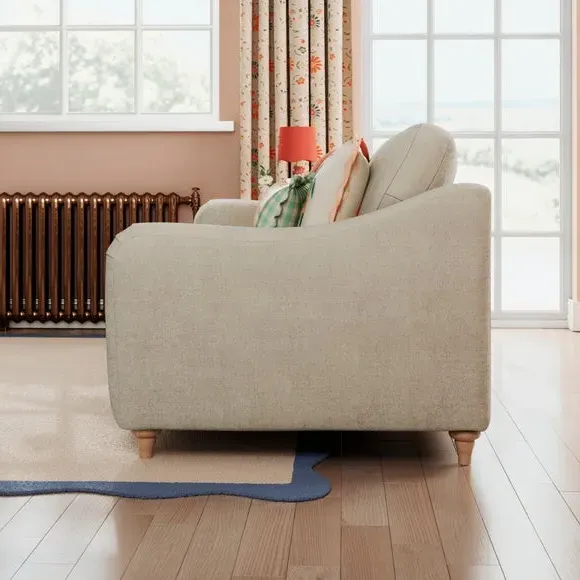 3-Seater Sofa with Curved Arms - Natural, Chenille