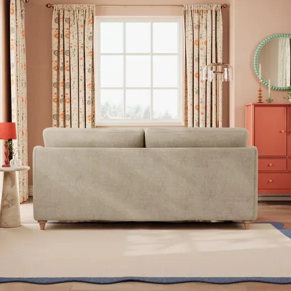 3-Seater Sofa with Curved Arms - Natural, Chenille
