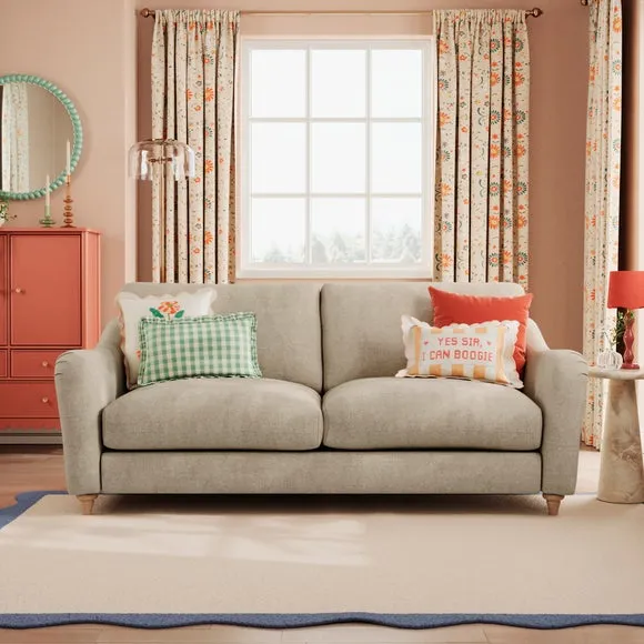 3-Seater Sofa with Curved Arms - Natural, Chenille