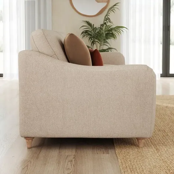 3-Seater Sofa with Curved Arms - Natural, Fabric