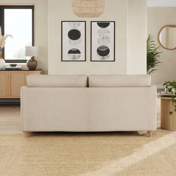 3-Seater Sofa with Curved Arms - Natural, Fabric