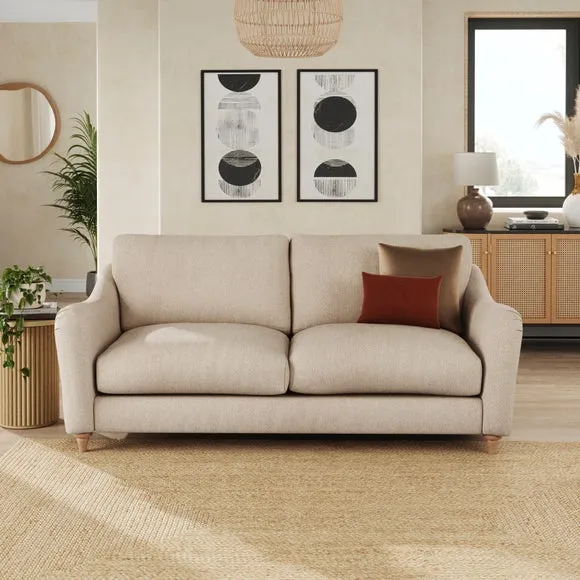 3-Seater Sofa with Curved Arms - Natural, Fabric