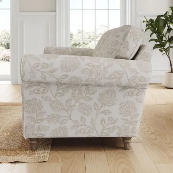 3-Seater Sofa with Curved Arms - Natural, Fabric