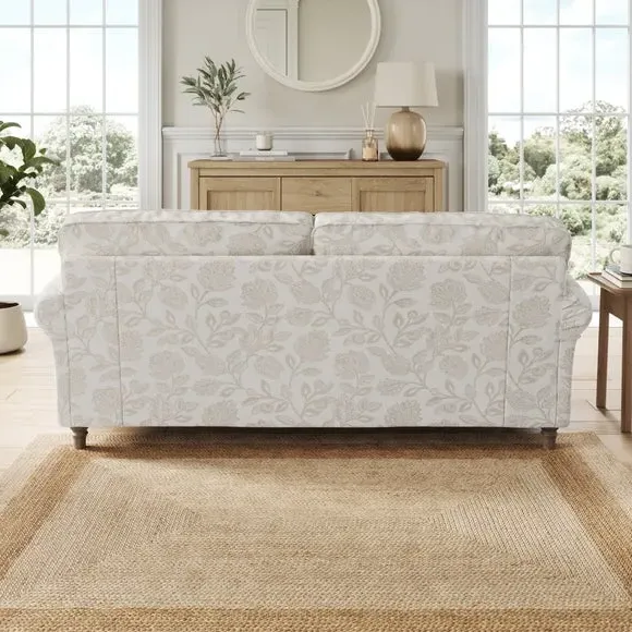 3-Seater Sofa with Curved Arms - Natural, Fabric