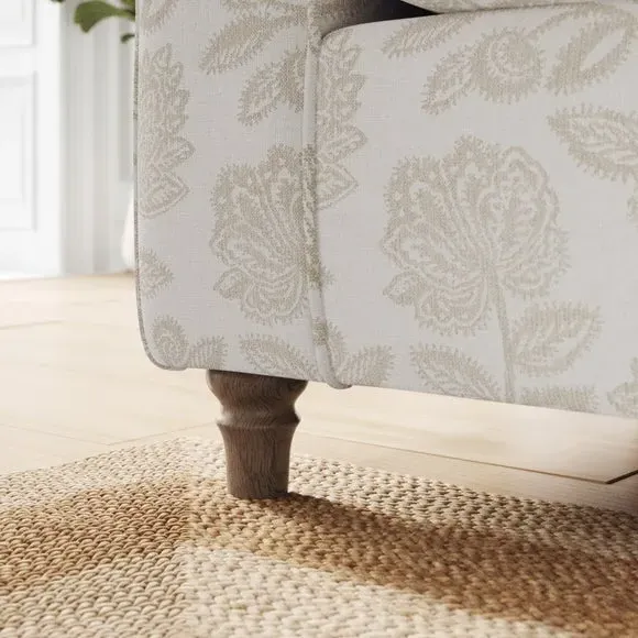 3-Seater Sofa with Curved Arms - Natural, Fabric