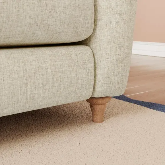 3-Seater Sofa with Curved Arms - Natural, Faux Linen