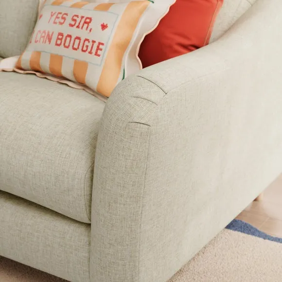 3-Seater Sofa with Curved Arms - Natural, Faux Linen