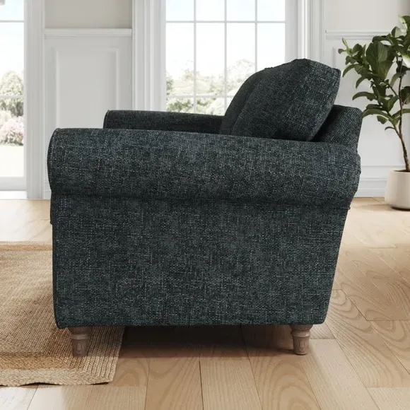 3-Seater Sofa with Curved Arms - Navy, Chenille