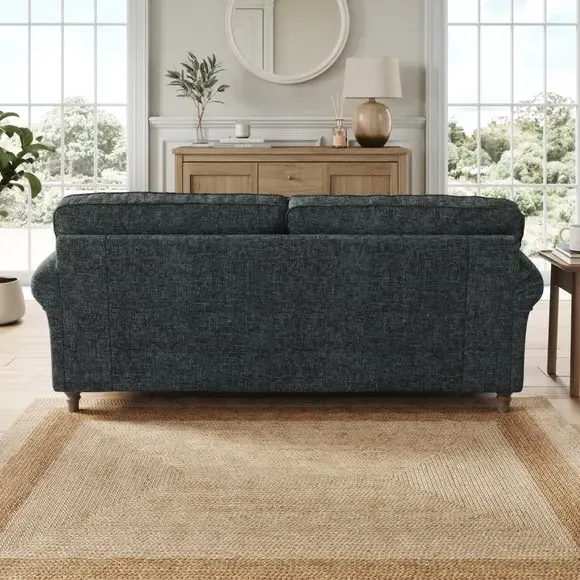 3-Seater Sofa with Curved Arms - Navy, Chenille