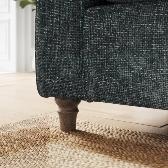 3-Seater Sofa with Curved Arms - Navy, Chenille